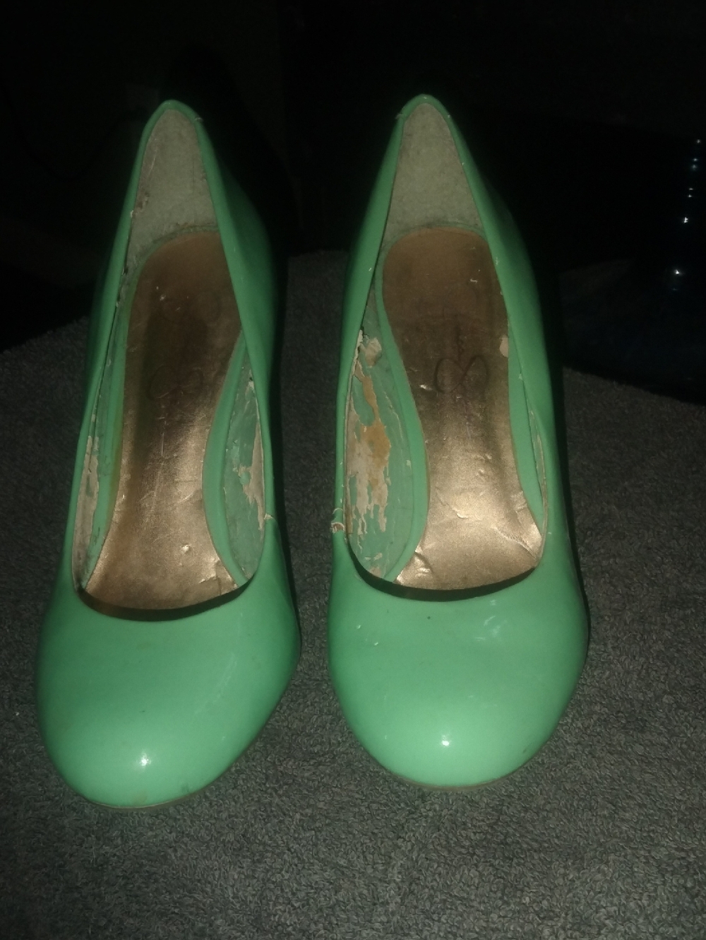 Jessica Simpson Mint Green Round-Toe Patent Pumps